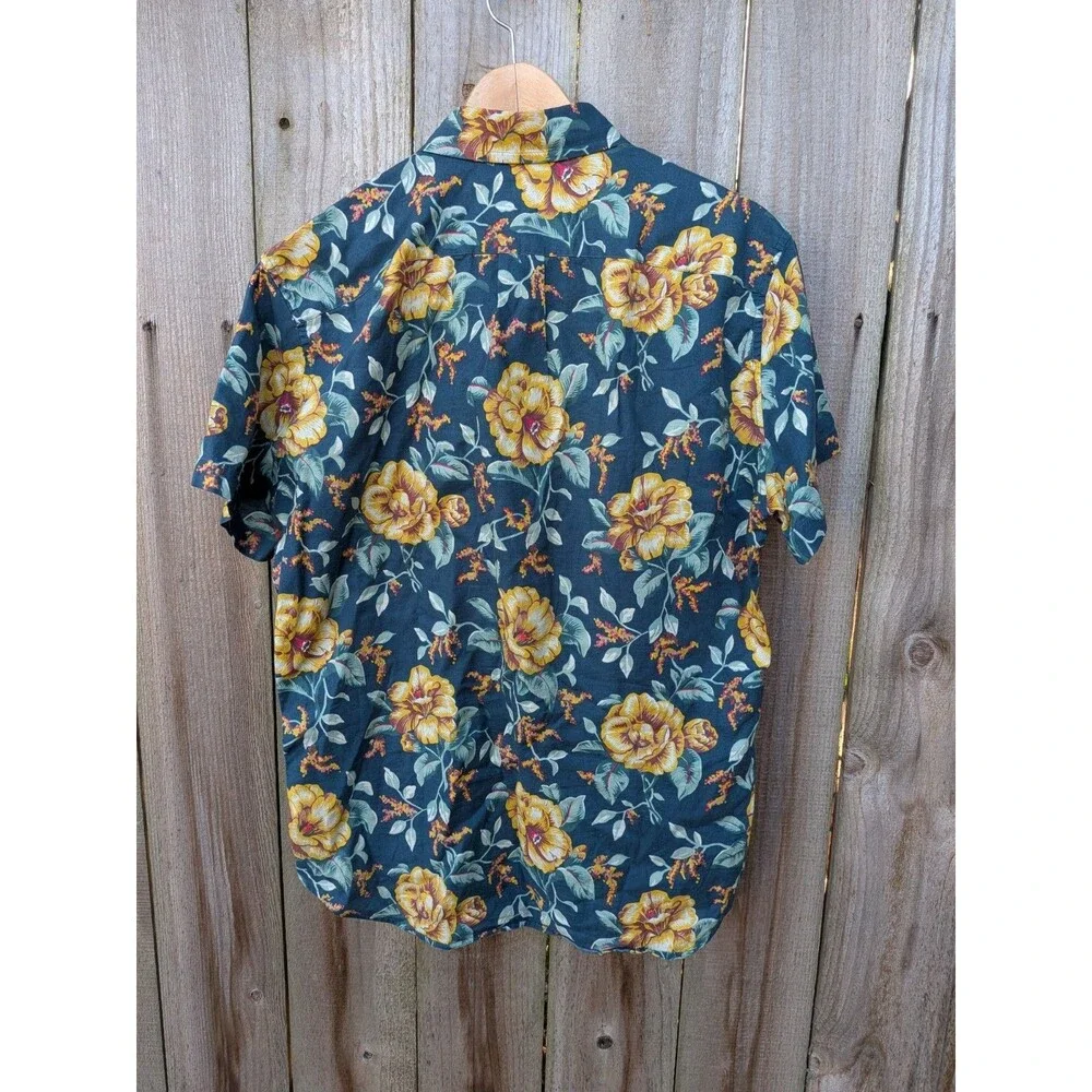 J Crew Short Sleeve Shirt Button Down Floral Green Medium Cotton Lightweight